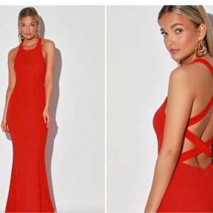 Lulu's Vibrant Red Backless Dress